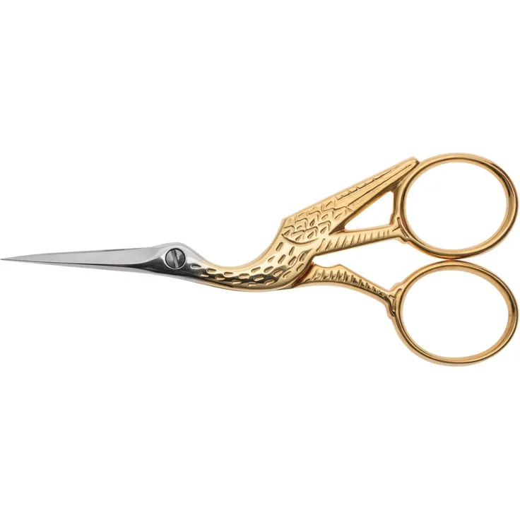 Nippes Stickschere Storchenform, Stickschere, mit gerader Spitze, für präzises & feines Arbeiten, aus gehärtetem Stahl