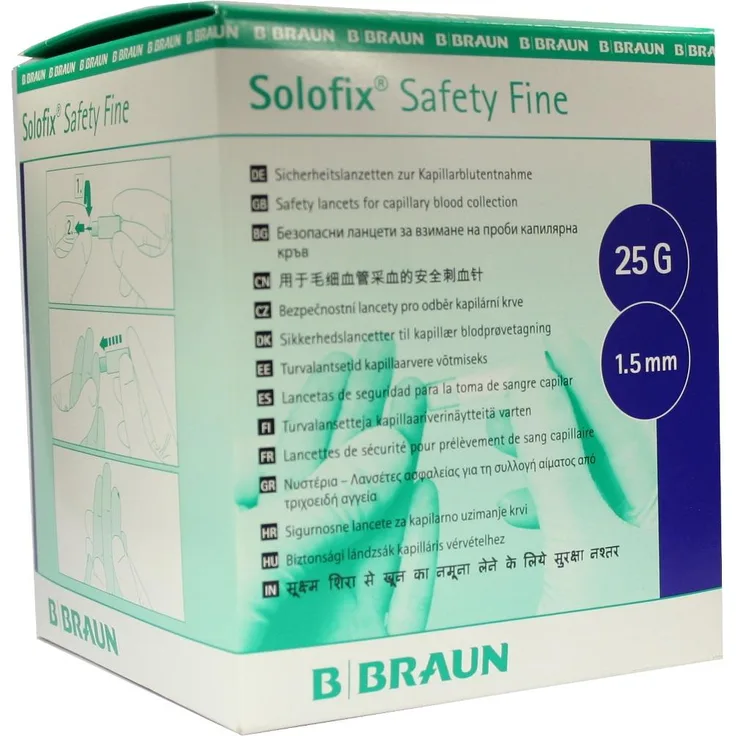 B. Braun Melsungen Solofix Safety Fine Lanzetten 25 Gx1,5 mm, 200 Stück