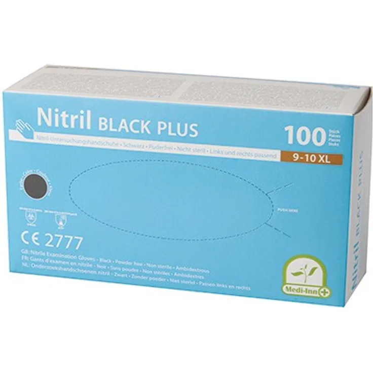 Medi-Inn PS 100 Handschuhe, Nitril puderfrei Black Plus schwarz Größe XL