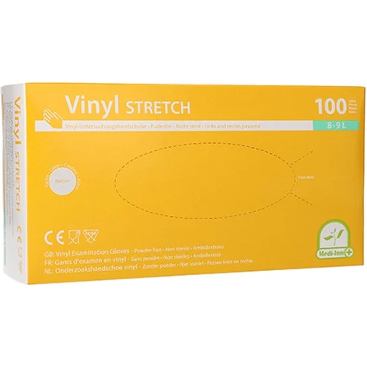 Medi-Inn 100 Handschuhe, Vinyl puderfrei Stretch Größe L