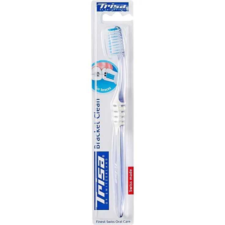 Trisa Bracket Clean, Manuelle Zahnbürste für Personen mit Zahnspangen, für die beste Reinigung der Zähne und Spange