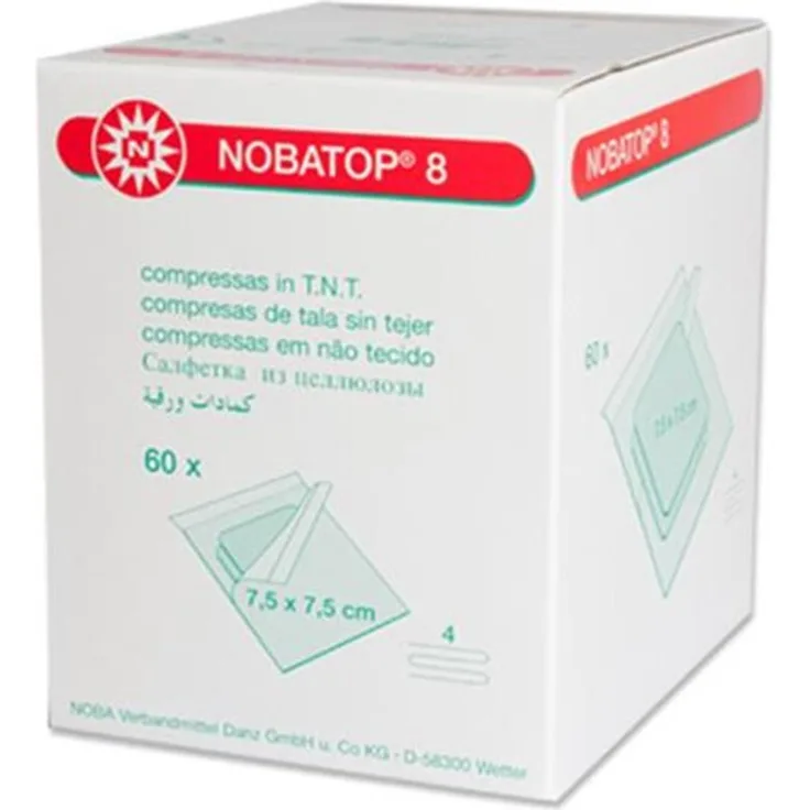 Noba Nobatop 8 sterile Vliesstoffkompressen 4 - fach 50 x 2 Stück 7,5 x 7,5 cm