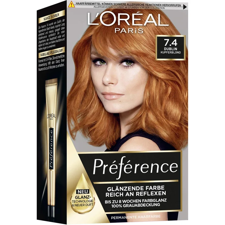 L'Oreal Paris Preference 7.4 Kupferblond Dublin 3Er Pack 3 x 213 g – Bild 1