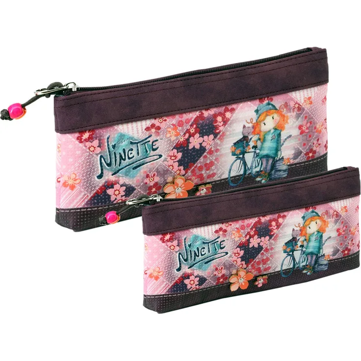 Forever Ninette Ninette Bicycle-Ensemble de Deux Sacs à Cosmétiques Kulturtasche, 26 cm, Mehrfarbig (Multicolour)