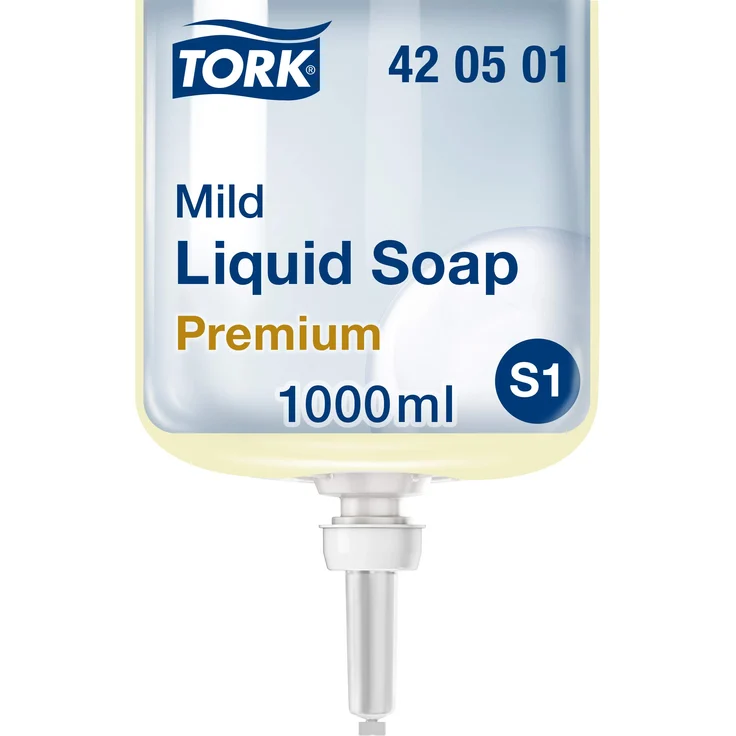 Tork 420501 milde Flüssigseife Premium für Tork S1 Seifenspendersysteme Milde Handseife pH-hautneutral für weiche und hygienisch gepflegte Hände 1000 ml für Alle Hauttypen geeignet