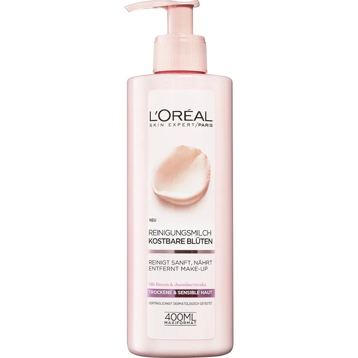 L'Oréal Paris Kostbare Blüten Reinigungsmilch mit Rosen- Und Jasminextrakt entfernt Make-Up 3 X 400 ml, für Damen und Herren