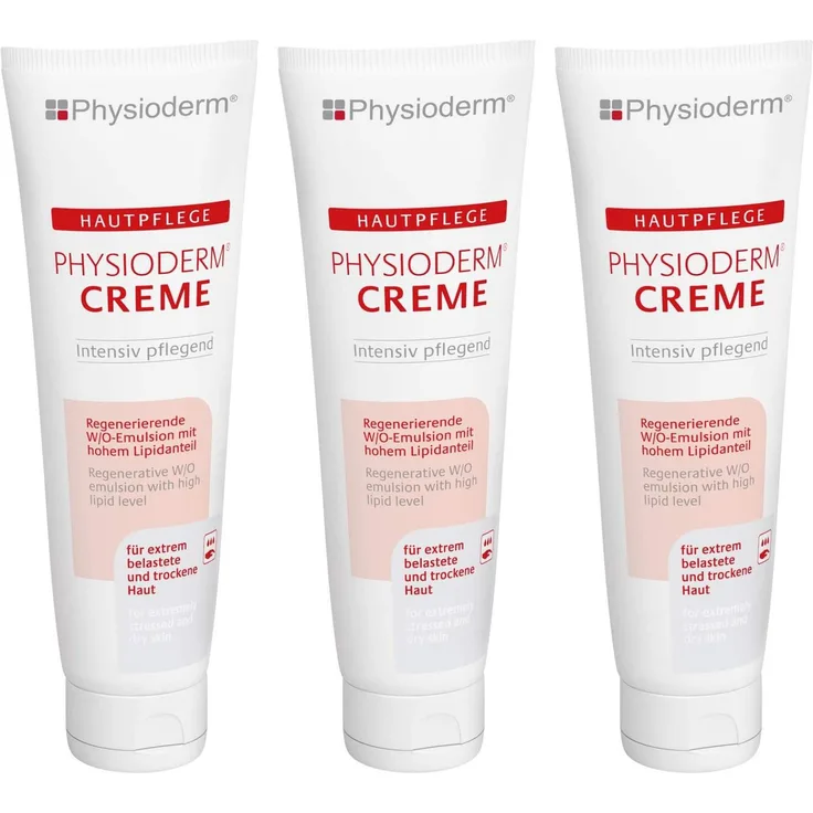 Physioderm Creme Hautpflege Pflegecreme Feuchtigkeitscreme Silikonfrei 3 x 100 ml