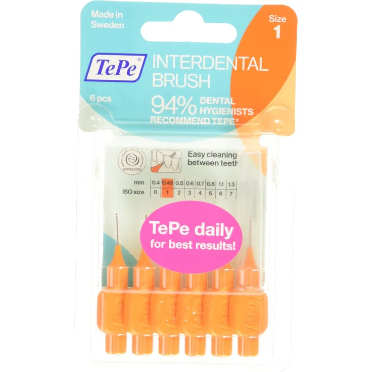 Orange Interdentalbürsten von Tepe 0,45 mm 1 Stück. Interdentalbürsten