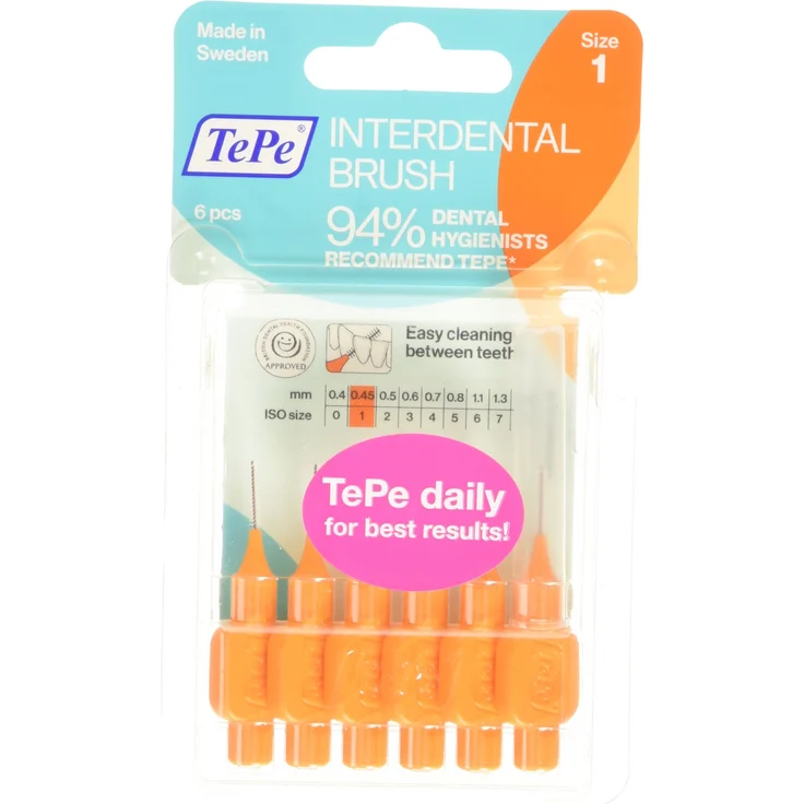 Orange Interdentalbürsten von Tepe 0,45 mm 1 Stück. Interdentalbürsten – Bild 1