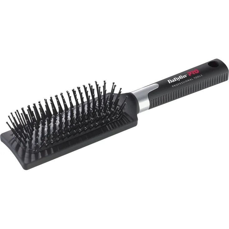 BaByliss PRO Paddle Brush Nylon zwart pneumatische Bürste, für Entwirren, kurze bis mittellange Haare, Nylon Pflöcke