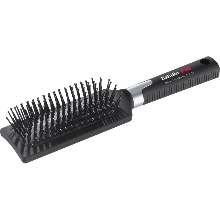 BaByliss PRO Paddle Brush Nylon zwart pneumatische Bürste, für Entwirren, kurze bis mittellange Haare, Nylon Pflöcke