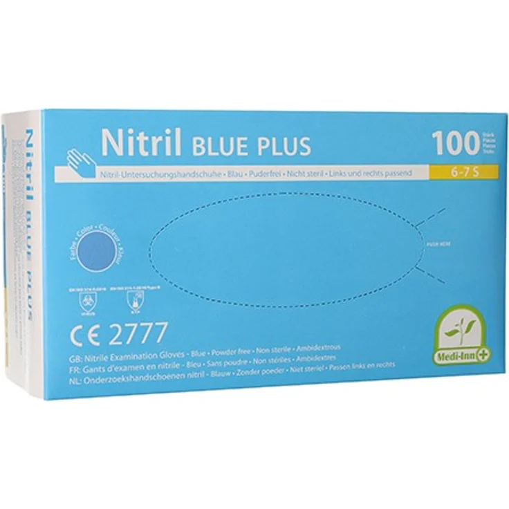 Medi-Inn 100 Handschuhe, Nitril puderfrei Blue Plus blau Größe S