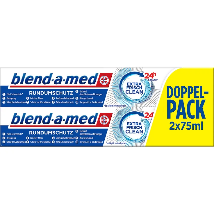 Blend-a-med Rundumschutz Extra Frisch Clean 2 x 75 ml, für die tägliche Zahnreinigung