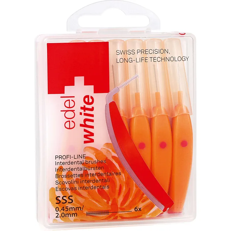 Edel&White Interdental Brush SSS 0.45mm 6 Stück zur gründlichen Zahnzwischenraumreinigung Interdentalbürsten Biegbar