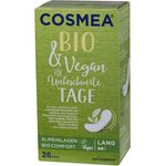 COSMEA Bio & Vegan Slipeinlagen Lang aus Bio-Baumwolle, ohne Chemie & ohne Tierversuche, atmungsaktiv, für leichte Menstruation 26 Stück