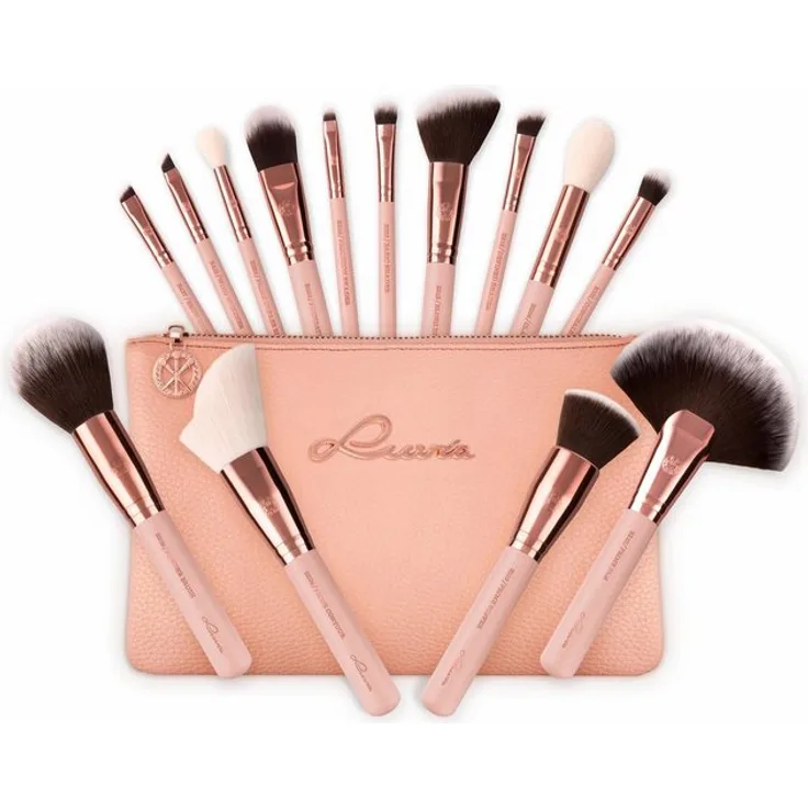 Luvia Cosmetics Kosmetikpinsel-Set Essential Brushes - Rose Golden Vintage, 15 tlg., vegan Make-up Accessoires Set, Dekorative Kosmetik Make-up Accessoires