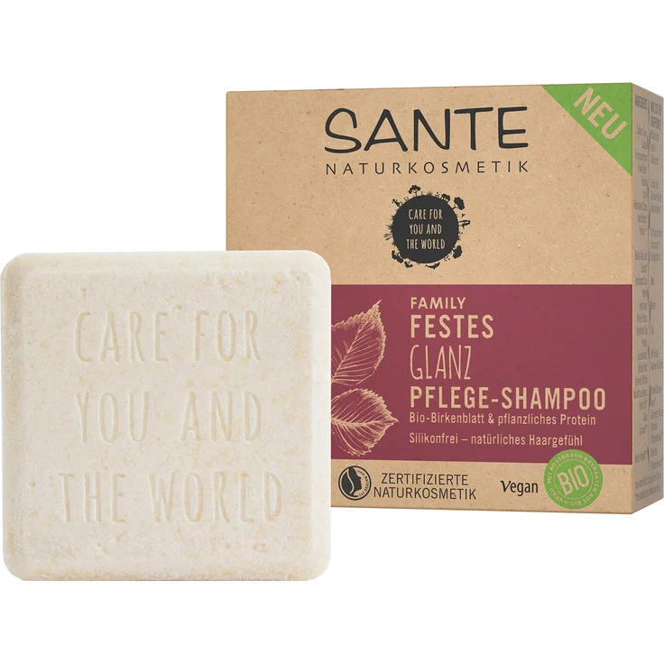 Festes Shampoo Von Sante Naturkosmetik glanz-Pflege Shampoo Bar Mit Bio-Birkenblatt & Pflanzlichem Protein Für Natürlich gesundes Haar Wie Eine Haarseife Zertifiziert & Vegan 60 ml – Bild 1