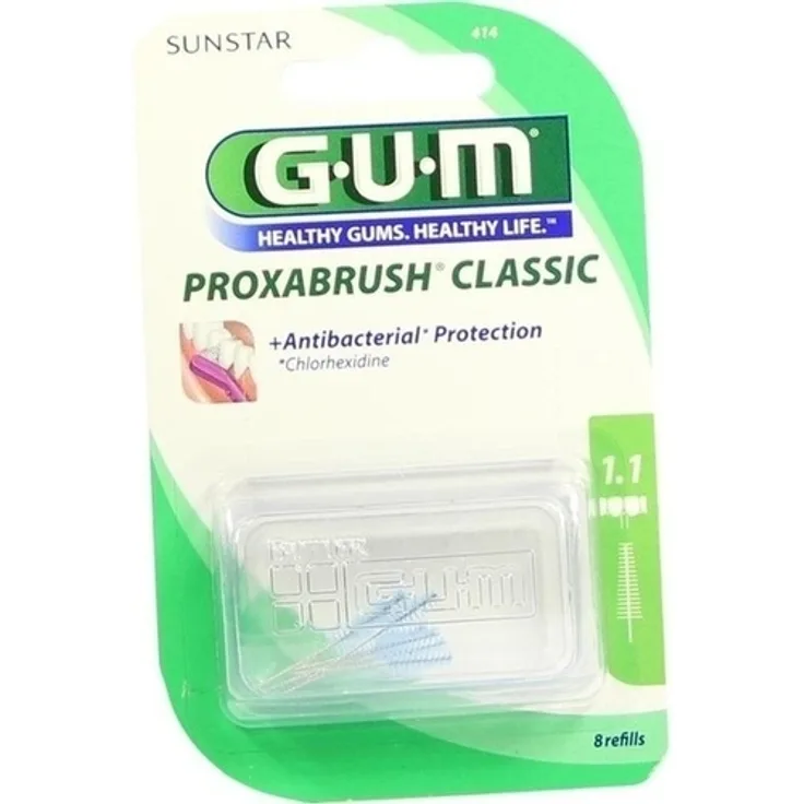 Sunstar Gum Proxabrush Ersatzbürsten 0,5 mm Tanne 8 St., für saubere & gesunde Zähne