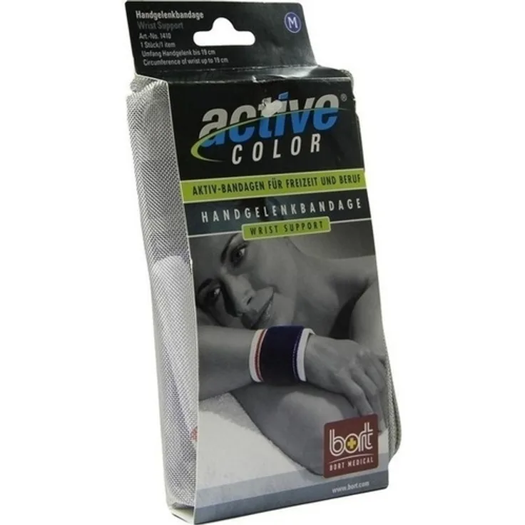 Bort ActiveColor Handgelenkbandage M blau 1 Stück