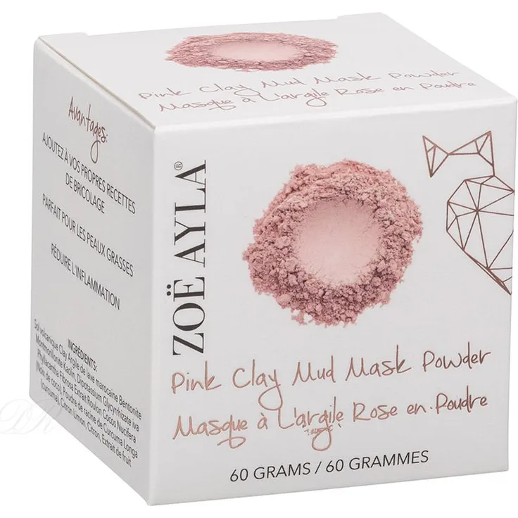 Zoeayla Zoe Ayla Pink Clay Mud Puder Maske 60 g, für eine gepflegte Haut
