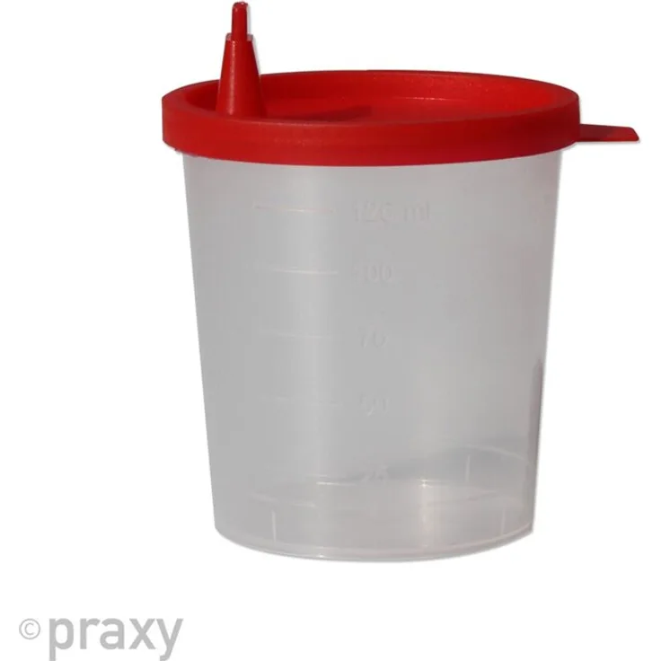 AMPri Urinbecher 125 ml mit Schnappdeckel rot 50 Stück