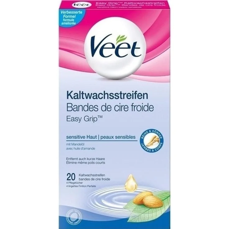 Veet Easy-Gelwax Kaltwachsstreifen Sensitive für Beine 20 Stück