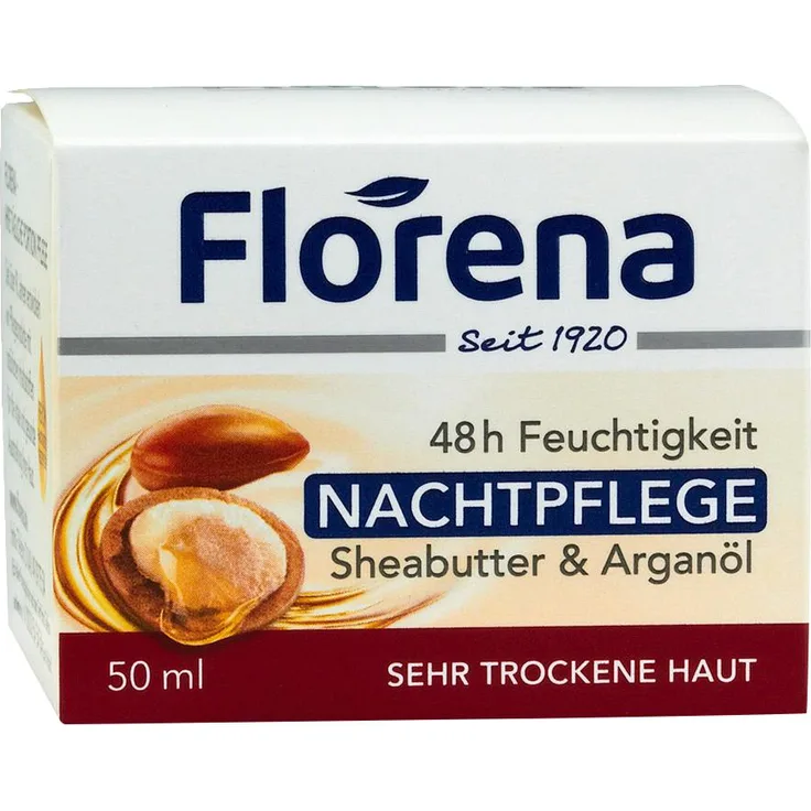 Florena Nachtpflege Sheabutter&Argan. 50 ml Nachtpflege für Damen und Herren