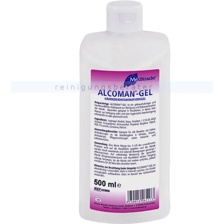 Meditrade Alcoman Gel 500 ml Händedekontaminationsgel,umfassend wirksam, VAH zertifiziert
