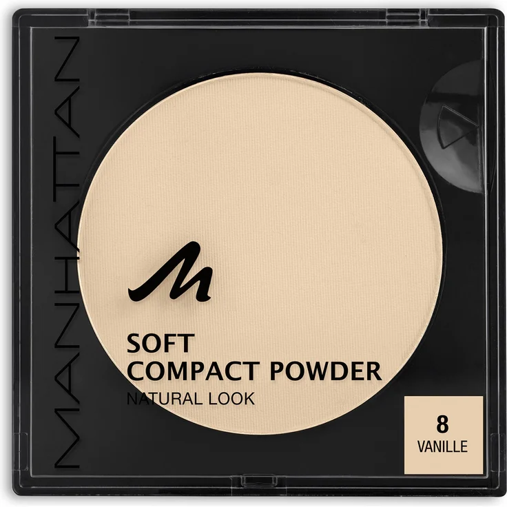 Manhattan Cosmetics Soft Compact Powder Helles Kompakt Puder Mit Puderquaste für einen matten und ebenmäßigen Teint Farbe Vanille 9 g – Bild 1