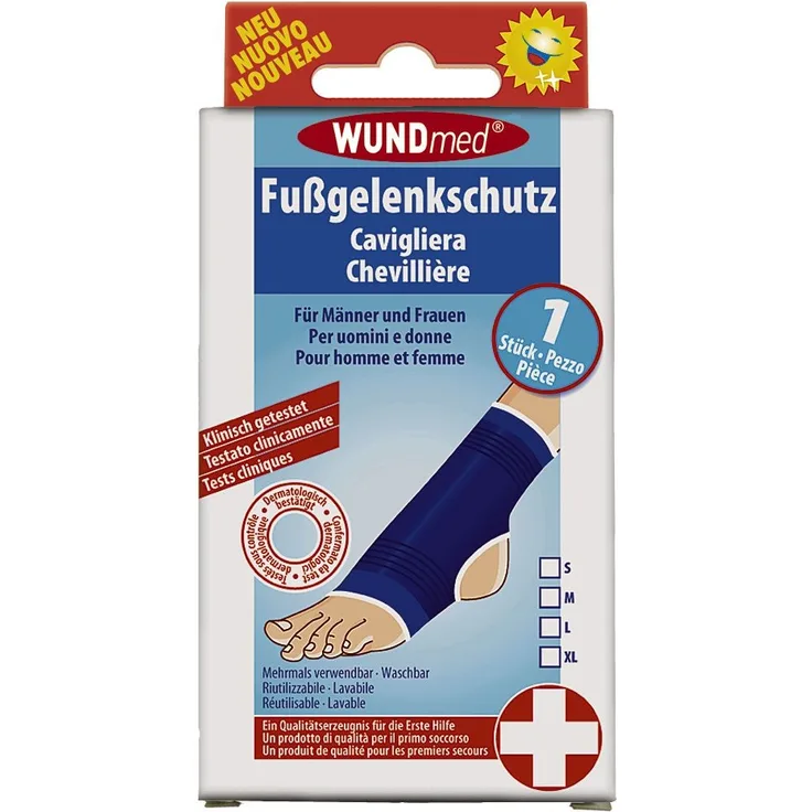 Wundmed Fußgelenkschutz 1 Stück blau S, Versorgung von Sportverletztungen, Schutz von Knochen & Gelenken
