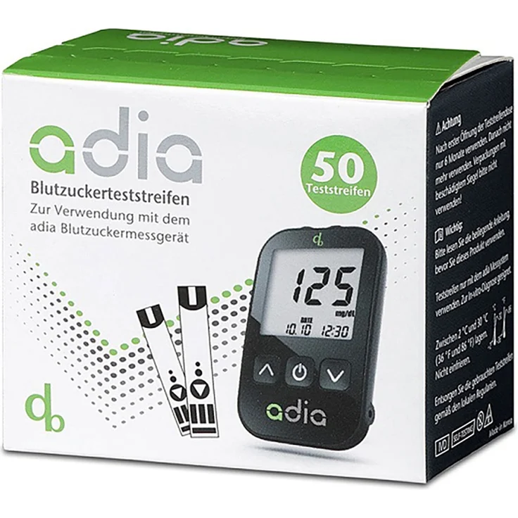 adia Blutzuckerteststreifen - 50 Stück - Preisvergleich – Bild 1