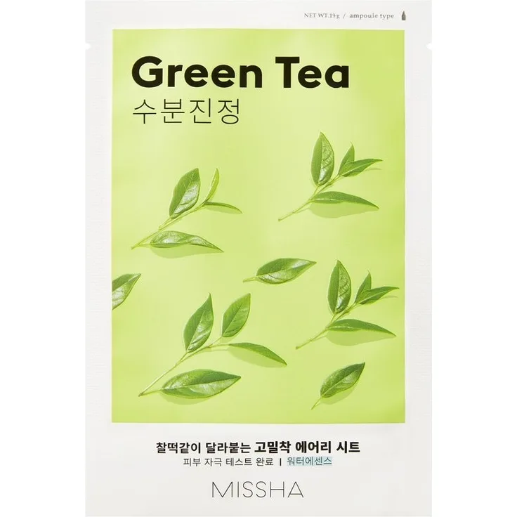 Missha Airy Fit Sheet Mask Grüner Tee Green Tea Gesichtsmaske1 Stück, für Damen und Herren