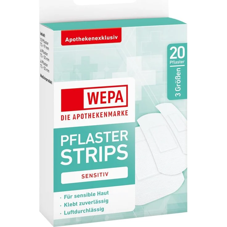 Wepa WEPA Pflasterstrips sensitiv 3 Größen, 20 Stück