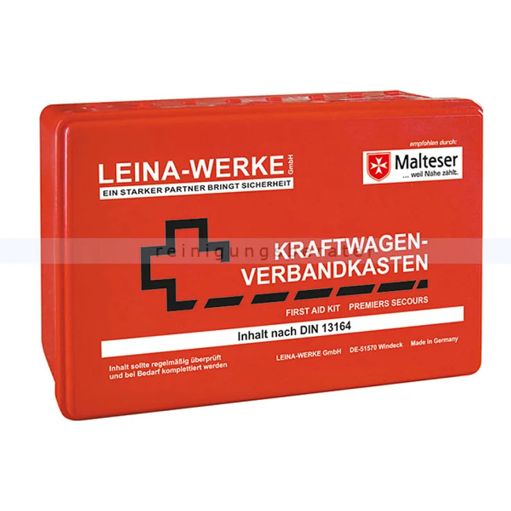 Verbandskasten Leina KFZ Standard DIN 13164 Inhalt nach DIN 13164-2014 in Folientasche, PP-Kunststoff
