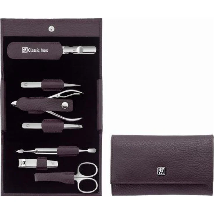 Zwilling Classic Inox Druckknopf -Etui, Rindleder, lila, 7-tlg. – Bild 1