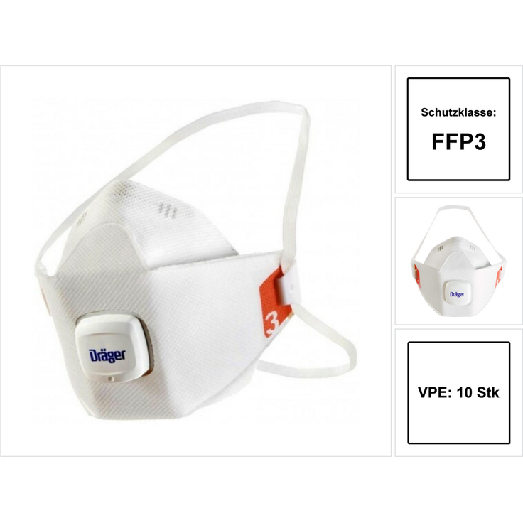 10x Dräger X-plore1930 FFP3 Mundschutz Atemschutz mit Ventil Gr. M/L EN 149,2001 + A1,2009