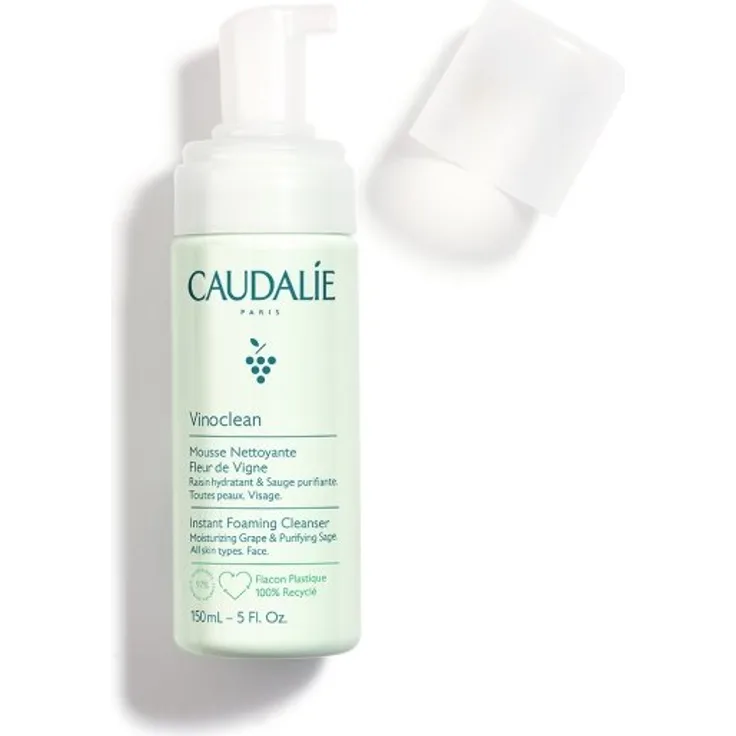 Caudalie Mousse Vinoclean Mousse Nettoyante Fleur de Vigne 150 ml mit reinigender und klärender Wirkung für unreine Haut, Mischhaut