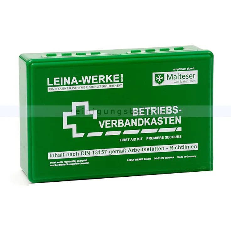 Leina Betriebsverbandkasten Office grün ohne Wandhalterung, Inhalt nach DIN 13158, steril