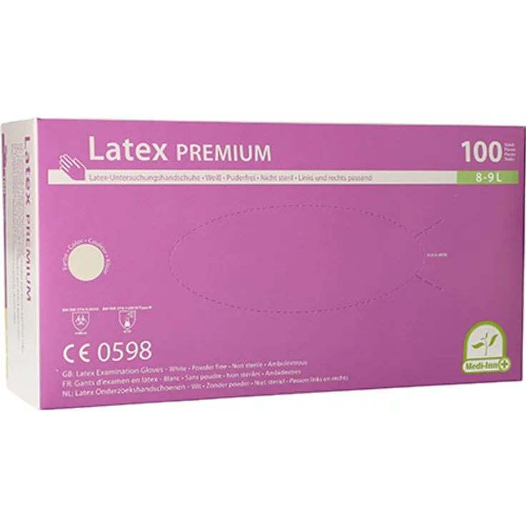 Medi-Inn 100 Handschuhe, Latex puderfrei Premium weiss Größe L