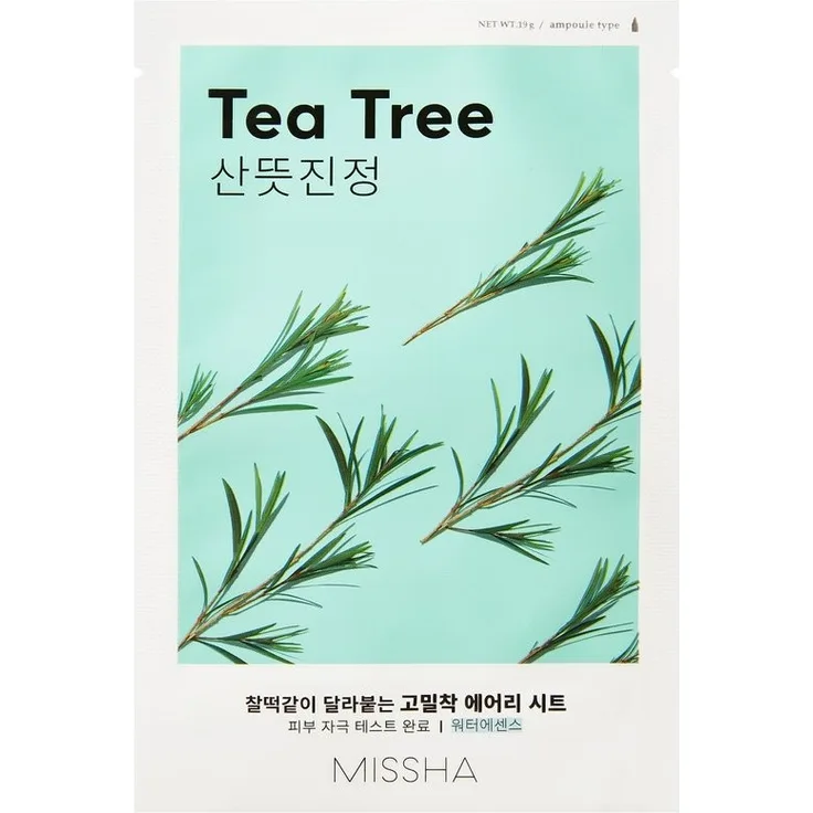 Missha Airy Fit Sheet Mask Teebaum Tea Tree Gesichtsmaske1 Stück, für Damen und Herren