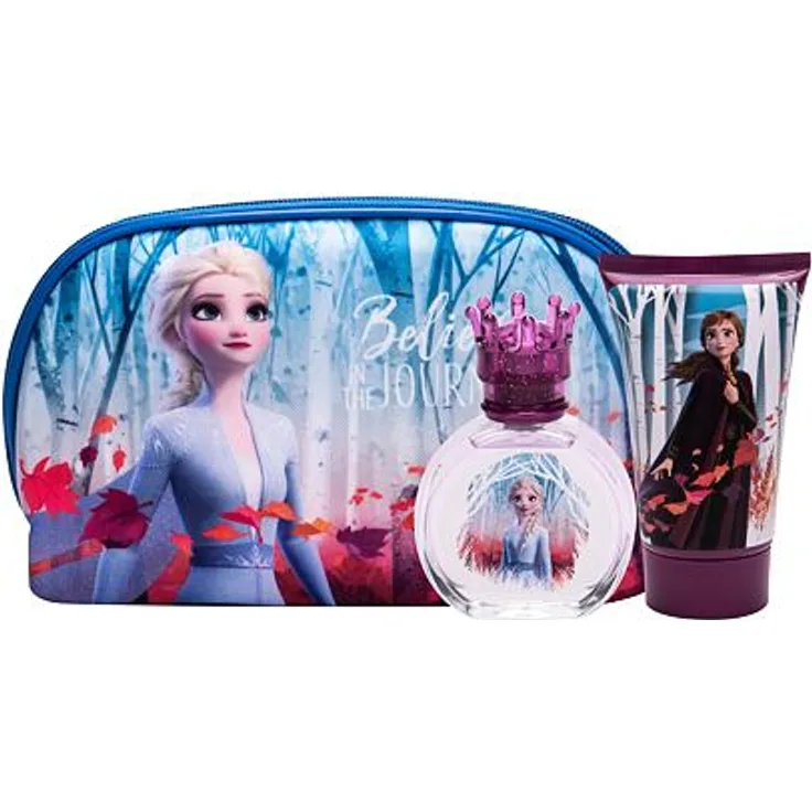 Disney Frozen II Set für Kinder Eau de Toilette 50 ml + 100 ml Duschgel + Kulturtasche