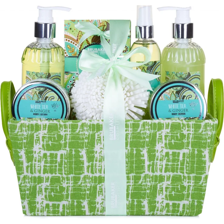 BRUBAKER 9-teiliges Bade- und Dusch Set White Tea & Ginger - weißer Tee und Ingwer D