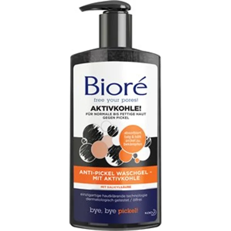 Biore Pflege Gesichtspflege Aktivkohle Anti-Pickel Waschgel 200 ml Tagespflege, für Damen und Herren
