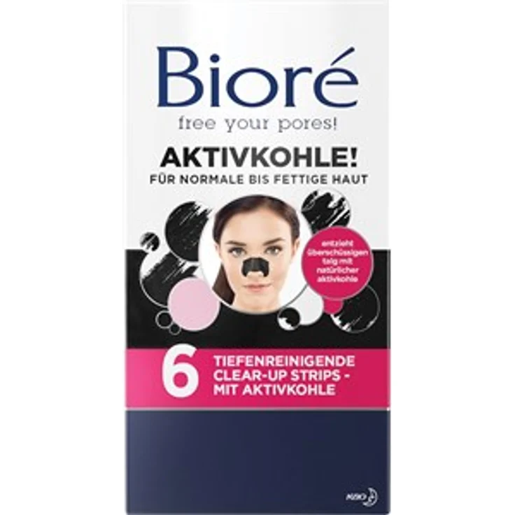 Biore Pflege Gesichtspflege Aktivkohle Tiefenreinigende Clear-Up Strips 6 Stk. Tagespflege Inhalt: 6 Stück, für Damen und Herren – Bild 1