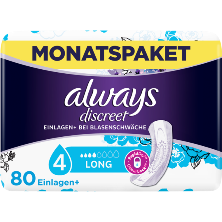Always Discreet Inkontinenz Long Monatspack mit 80 Stück