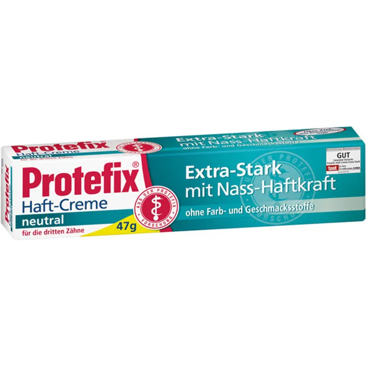 Protefix Haft-Creme Extra Stark für Zahnprothesen - Haft-Creme mit extra starkem Halt für den Tag - Mit Nass-Kraft - 1 x 47 g