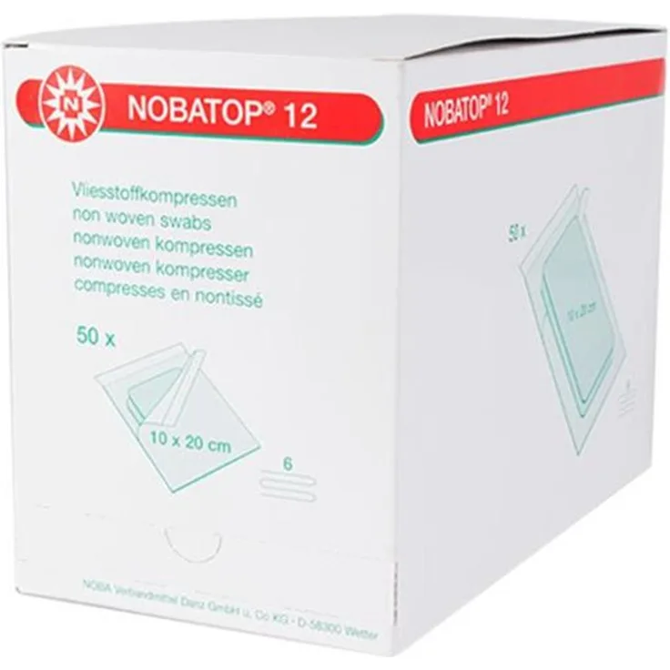 Noba Nobatop 12 sterile Vliesstoffkompressen 6- lagig 50 x 2 Stück 10 x 20 cm