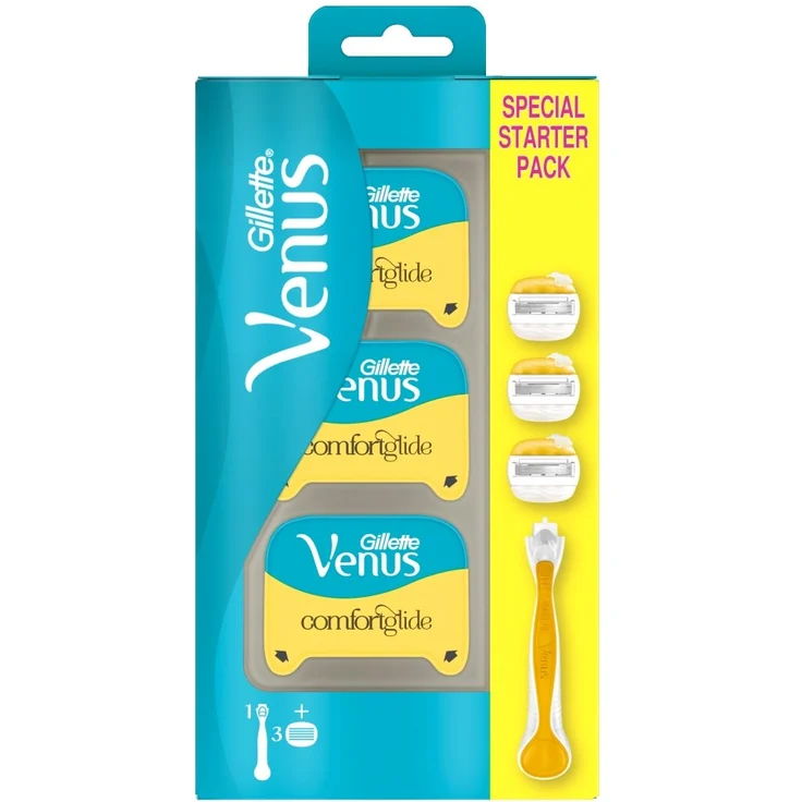 Gillette Venus ComfortGlide mit Olay Rasierer + 2-in-1-Rasierklingen mit Rasierschaumstreifen – Bild 1