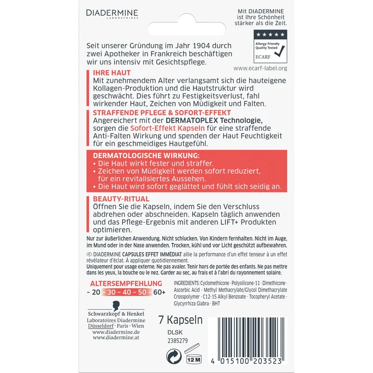 DIADERMINE Lift LIFT Kapseln Sofort-Effekt Gesichtspflege 4 ml mit pflegender Wirkung – Bild 1
