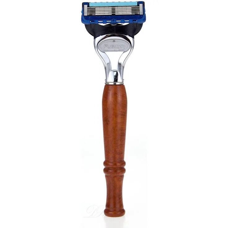 Omega Pennelli Omega F5240 Rasierer mit Wurzelholzgriff Gillette Fusion Klinge